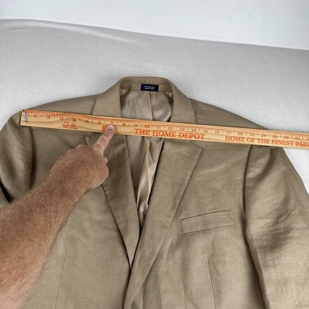 Saddlebred Mens Tan 100% Linen Blazer Sport Coat 46L lightweight Breathable